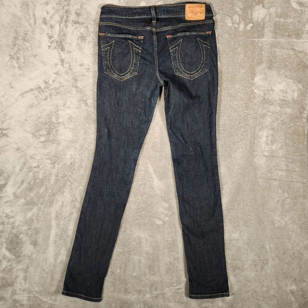 True Religion Brand Jeans Mens 29 Dark Blue Excellent Slim Straight Made in USA